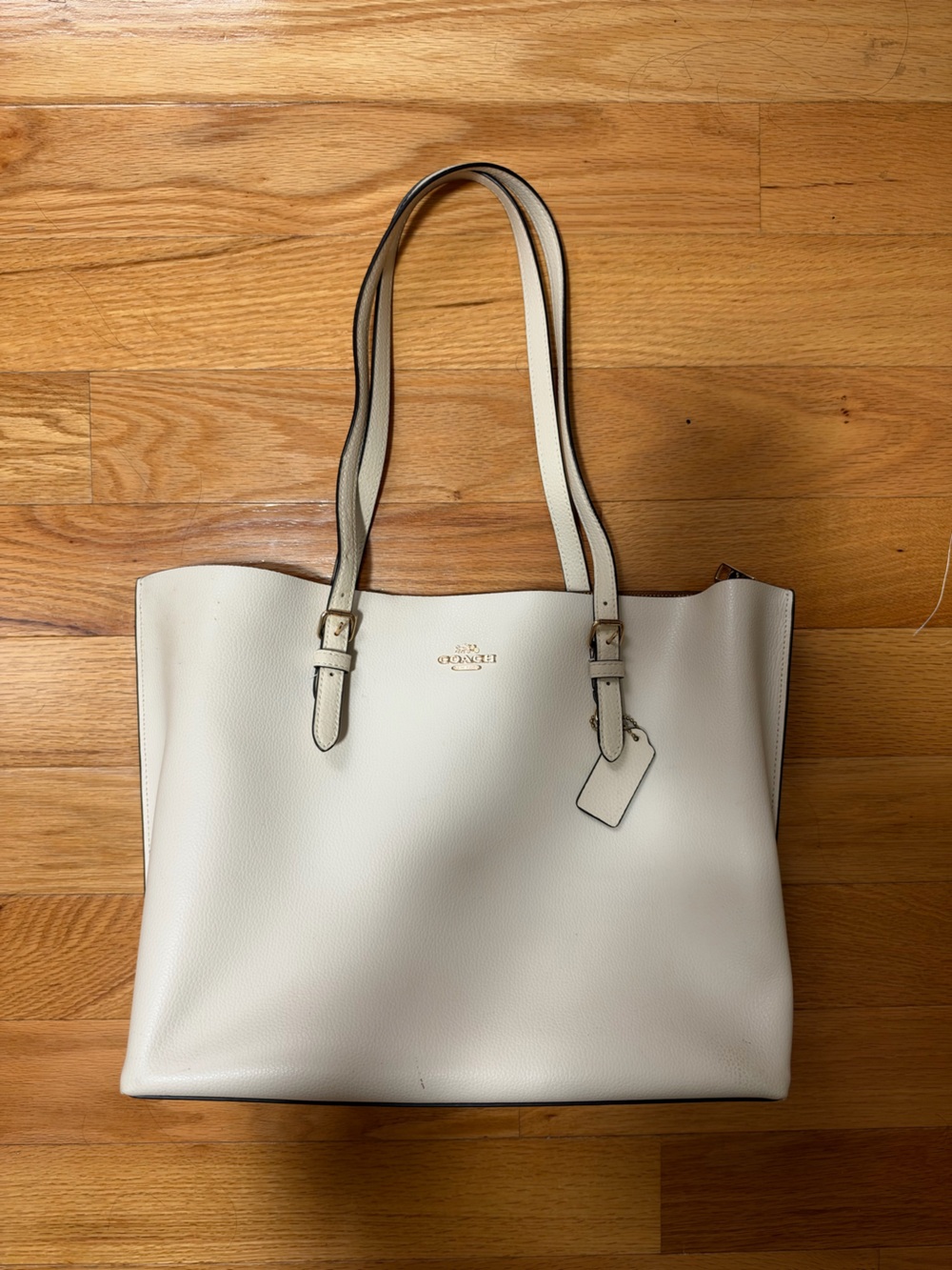 Coach Cream Leather Tote with Gold Hardware
